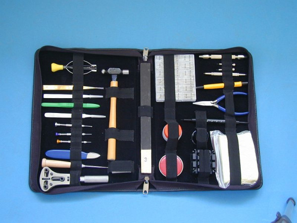 Berger & Schröter Uhrenwerkzeugset Profi 28-teilig in Ledertasche schwarz, 60263