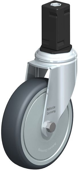 Blickle LKRA-TPA 126K-11-FK-EV15 Apparate-Lenkrolle mit Expander, Thermoplastisches Gummi-Elastomer, Grau, 847915