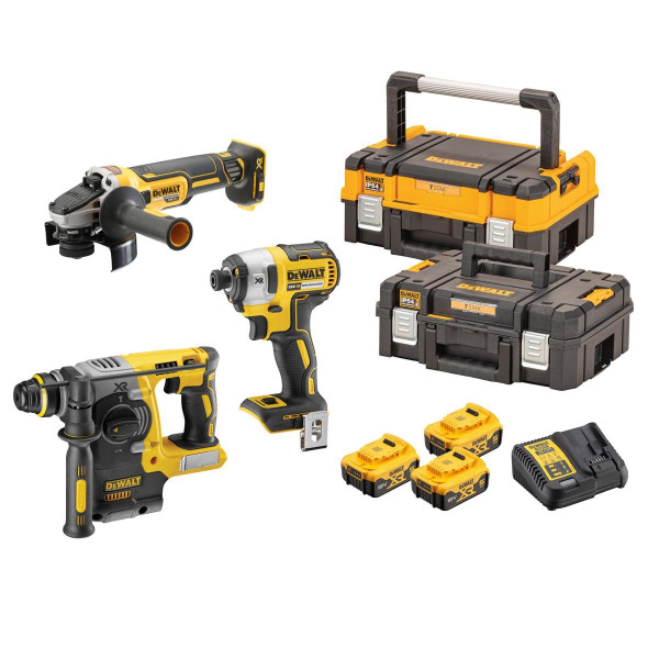 DeWalt 18 Volt / 5 Ah Akku-Schlagschrauber-Set (DCF 887, DCH 273, DCG 405, 3x DCB 184 und DCB 115), DCK305P3T-QW