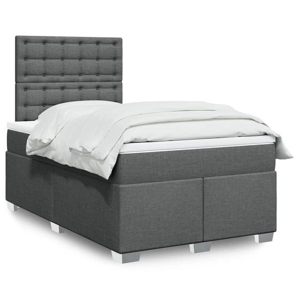 vidaXL Boxspringbett mit Matratze Dunkelgrau 120x200 cm Stoff, 3292770