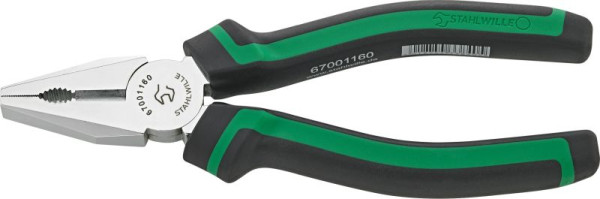 STAHLWILLE Kombinationszangen, Länge 168mm Kopf verchromt Griffe 2-Komponenten-Griffe, 67001160