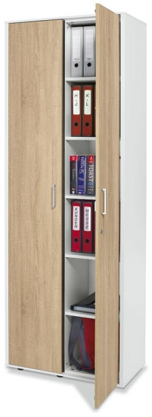 Deskin Flügeltürenschrank EVO, Korpus Dekor weiß, Türen Wildeiche, B 1200 x H 2186 x T 420 mm, 275229