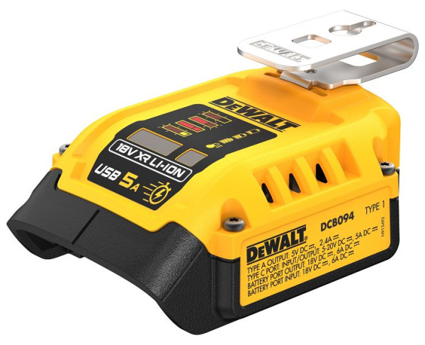 DeWalt Kombi-Ladegerät mit Powerbank-Funktion für 18 Volt XR und XR Flexvolt-Akkus, DCB094K-QW