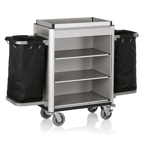 WAS Zimmerservicewagen Isabella, 2 Wäschesäcke, 150 x, 53 x 116 cm, Modell 2, helle Kantenprofile & Aluoptik, 4457002