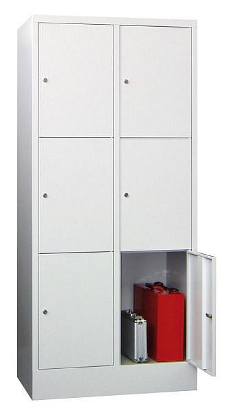 Pavoy Schließfachschrank mit Sockel 1850/500/800, 2b x 3h, Zylinderschloss, Abteilbreite 400, glatte Türen, 61265-234-401-118515