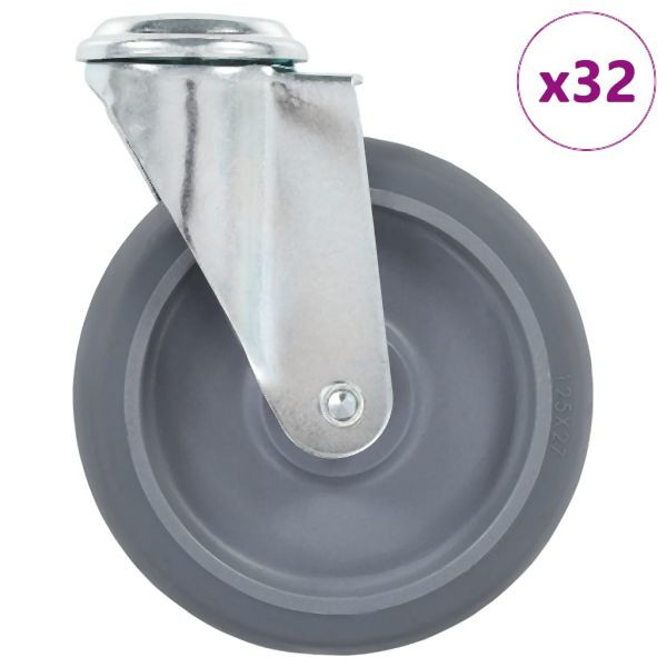 vidaXL 32 Stk. Lenkrollen mit Bolzenloch 125 mm, für kleine Ausrüstungen, 277875