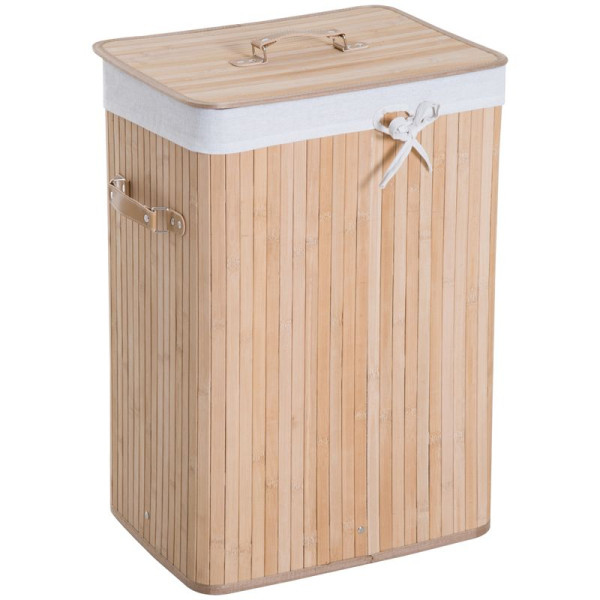 HOMCOM Wäschekorb schmal mit Deckel 72L Wäschesammler mit Griff, herausnehmbarer Wäschesack, 850-017