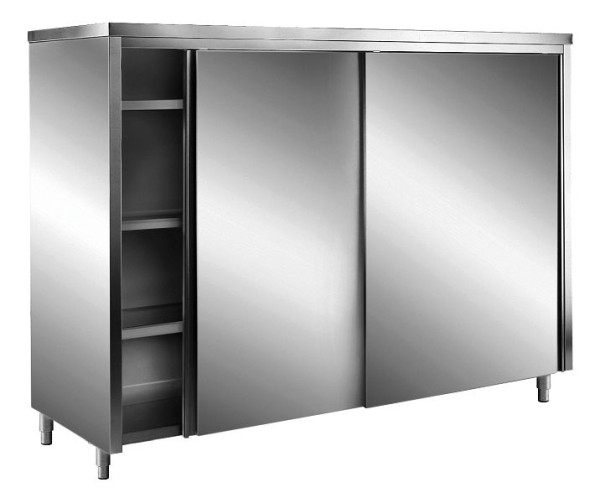 Saro Edelstahl-Lagerschrank mit Schiebetüren AISI 430, Flachdach, 1000x700, 700-8100