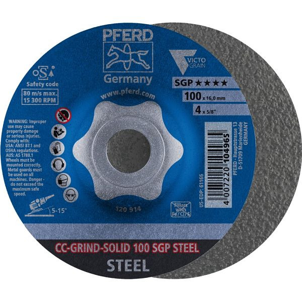 Pferd CC-GRIND-Schleifscheibe CC-GRIND-SOLID 100 SGP STEEL/16,0, VE: 10 Stück, 64187100