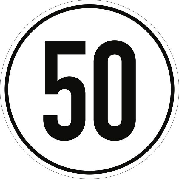 Moedel Geschwindigkeitsschild, 50 km/h, Aluminium, Ø 200 mm, 54267