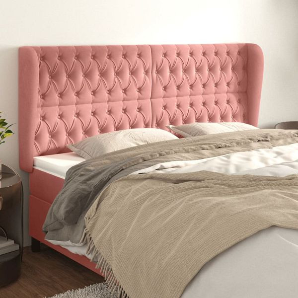 vidaXL Kopfteil mit Ohren Rosa 183x23x118/128 cm Samt, 3118357