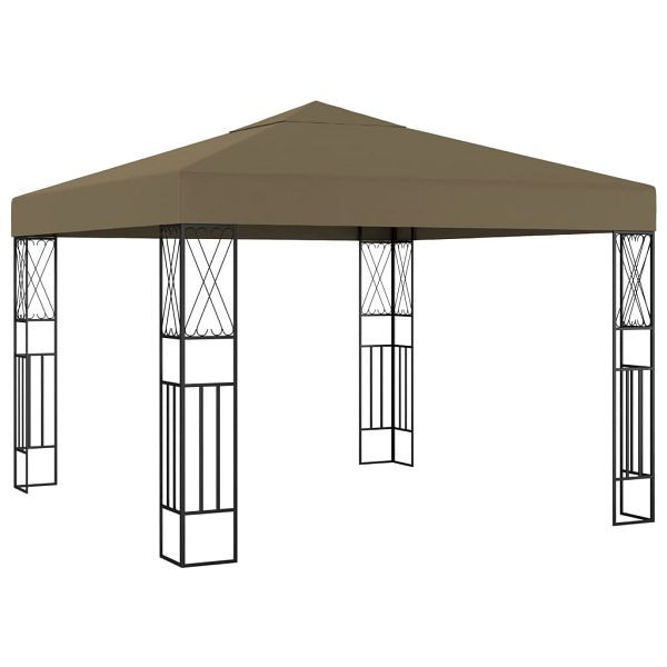 vidaXL Pavillon 3x3 m Taupe Stoff, Material: Stoff (100% Polyester), Stahl, 312269