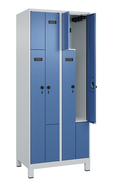 C+P Z-Spind Evolo PLUS, Füße, 4 Fächer, 1950x800x500mm, 7035/5023, Drehriegel, 049013-224 S10002