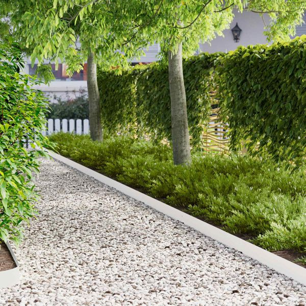 vidaXL Raseneinfassung 30-teilig 103 x 10 cm Stahl Weiß, 8008426