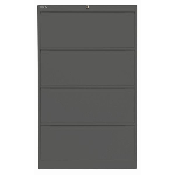Bisley Hängeregistraturschrank, doppelbahnig, 4 HR-Schubladen, 634 anthrazitgrau, DF4634
