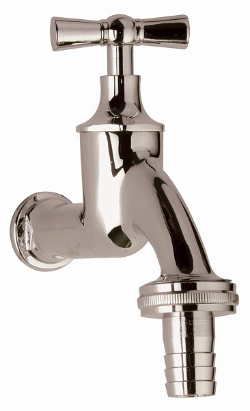 Benkiser Auslaufventil 1/2 Zoll mit Knebelgriff, Schlauchverschraubung 3/4 Zoll, poliert verchromt, 7201281