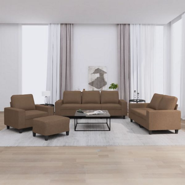 vidaXL 4-tlg. Sofagarnitur Braun Stoff, schlicht, 3201877