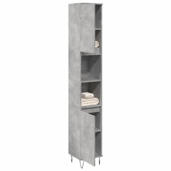 vidaXL Badschrank Betongrau 30x30x190 cm Holzwerkstoff, 857198