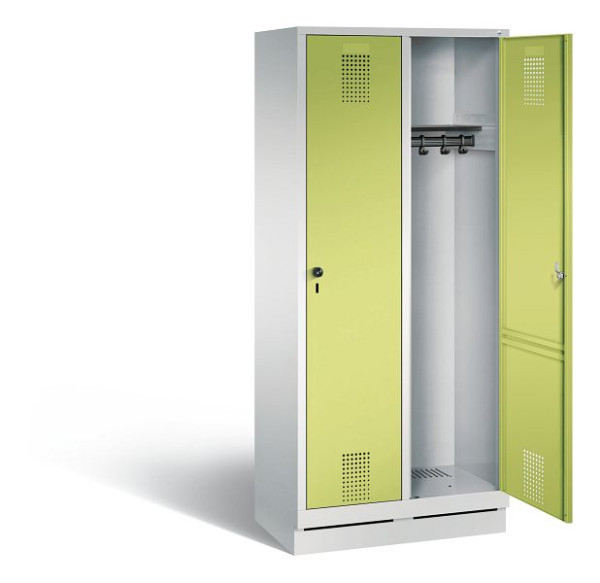 C+P Garderobenschrank Evolo, H1800xB810xT500mm, Farbe: Lichtgrau / Viridingrün, 48020-22 S10262