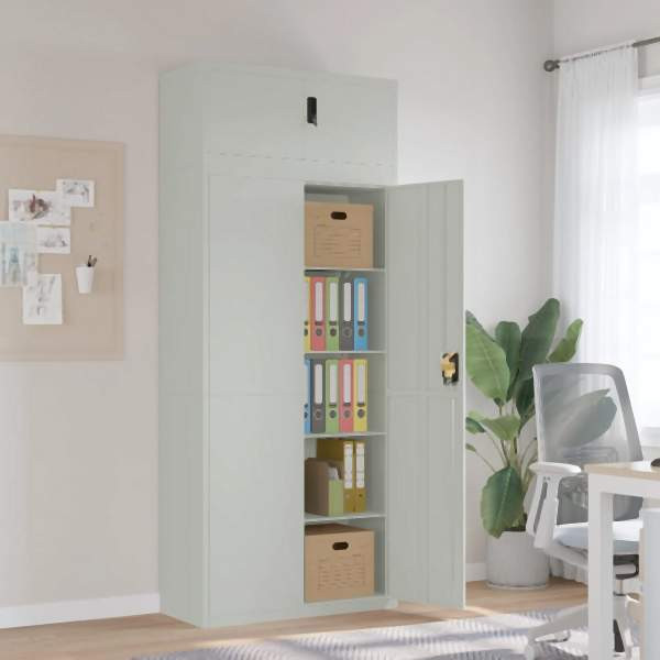 vidaXL Aktenschrank Hellgrau 90x40x220 cm Stahl, 3188320
