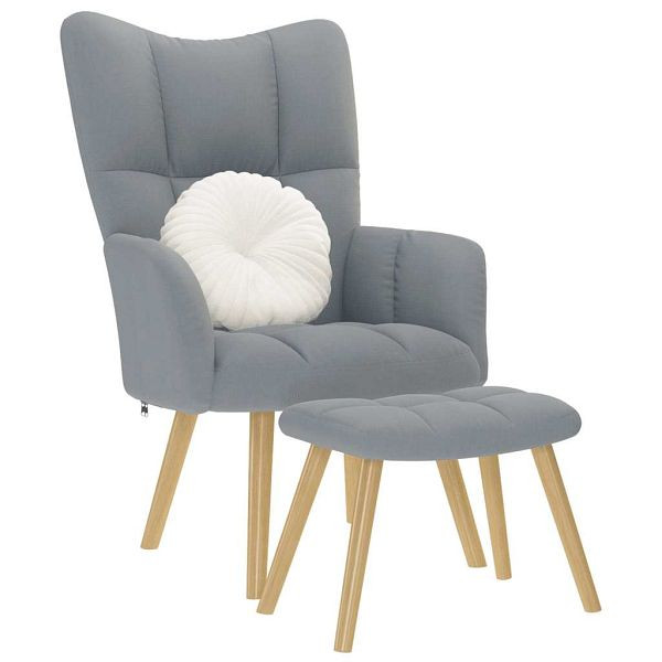 vidaXL Relaxsessel mit Hocker Hellgrau Stoff, 4016778, 8721158362032
