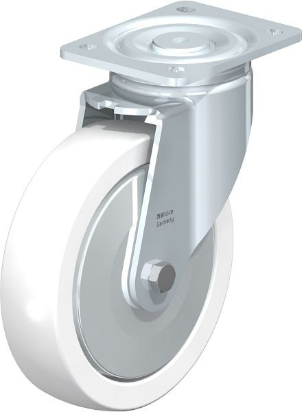 Blickle LH-SPO 200G-FA Stahlblech-Lenkrolle, Schwerlast-Ausführung, mit Anschraubplatte, Polyamid, Weiß, 73577