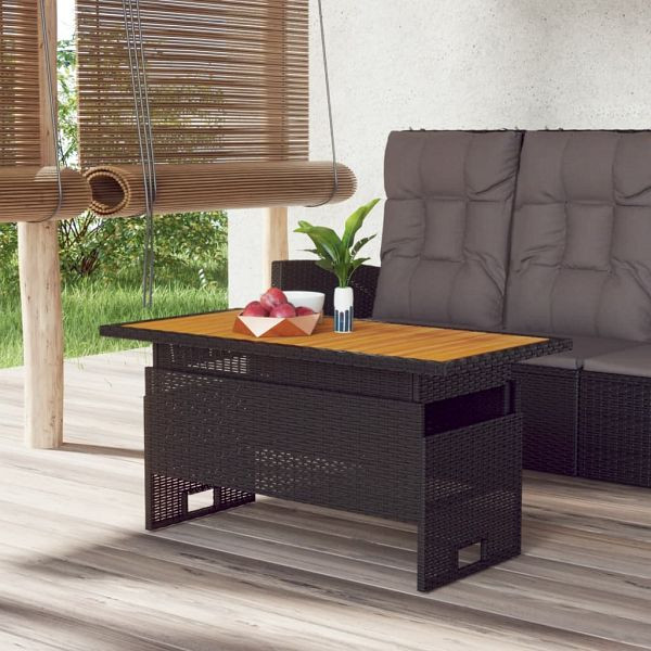 vidaXL Gartentisch Schwarz 100x50x43/63 cm Akazienholz & Poly Rattan, 362187