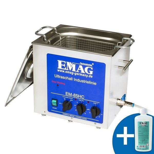EMAG Ultraschallreiniger Emmi-85 HC mit Ablaufhahn, Universalgerät 8,5 L mit Edelstahl-Schwingwanne und -gehäuse, 60013