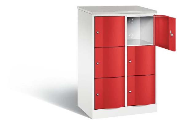 C+P Schließfachschrank Resisto, H1255xB772xT540mm, Farbe: Verkehrsweiß / feuerrot, 8573-272 S10484