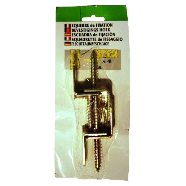 T&J Winkelbeschlag 4er-Karte, gelb verzinkt, geblistert, mit Schrauben, 17602