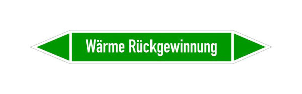 Schilder Klar Rohrleitungskennzeichen Wärme Rückgewinnung, 33000x90 mm Folie selbstklebend, 101477/95