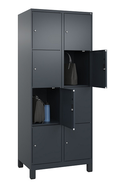 C+P Schließfachschrank Evolo PLUS, mit Füßen, 8 Fächer, 1950x800x500mm, 7016/70, Frontfarbe RAL 7016 Anthrazitgrau, 049010-224 S10016
