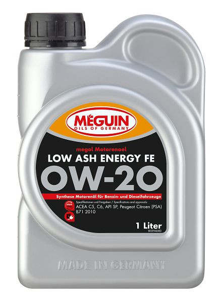 Meguin megol Motorenöl Low Ash Energy FE SAE 0W-20, Kanister Kunststoff, VE: 1 Liter, 33144