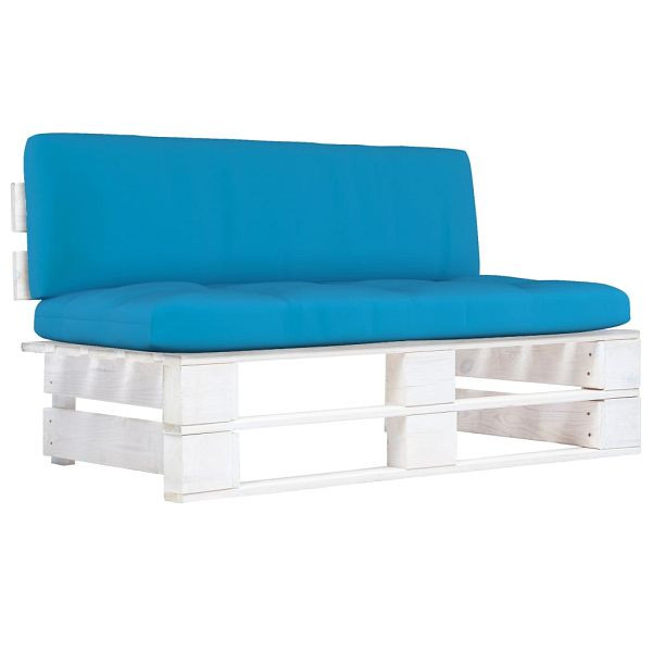 vidaXL Outdoor-Mittelsofa Paletten Kiefernholz Imprägniert Weiß, 3066497