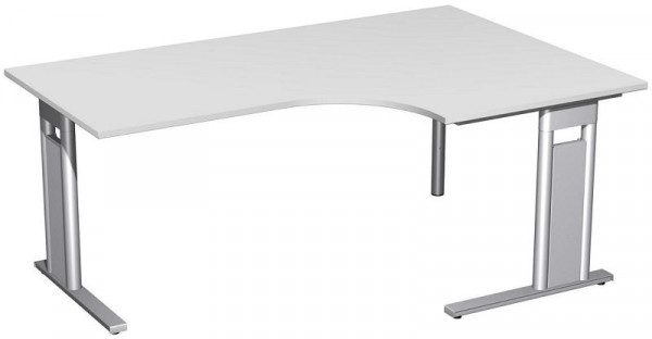 geramöbel PC-Schreibtisch rechts starr, C Fuß Blende optional, 1800x1200x720, Lichtgrau/Silber, N-648309-LS