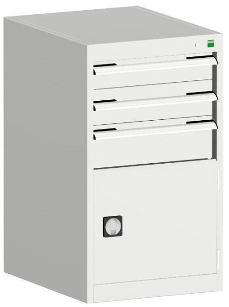 bott cubio Schubladenschrank bestückt mit 3 Schubladen, Tür BxTxH: 525 x 650 x 900 mm, RAL 7035, 40018043.16V