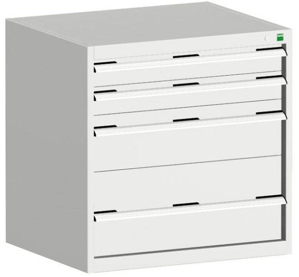 bott cubio Schubladenschrank bestückt mit 4 Schwerlastschubladen BxTxH: 800 x 650 x 800 mm, RAL 7035, 40020024.16V
