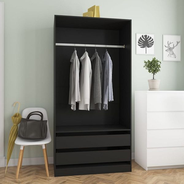 vidaXL Kleiderschrank Schwarz 100x50x200 cm Holzwerkstoff, 800604