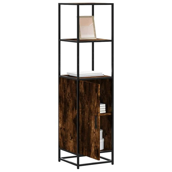 vidaXL Highboard Räuchereiche 35,5x35x139 cm Holzwerkstoff Metall, 849046