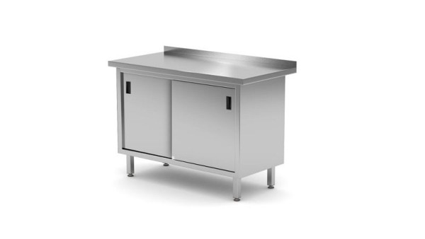 Hendi Arbeitstischschrank mit Schiebetüren, verschweißt, 1200 x 600 x 850 mm, 811665