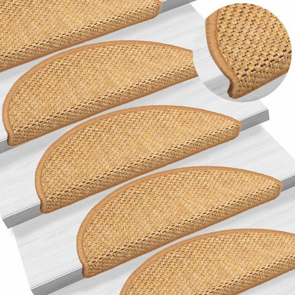 vidaXL Treppenmatten Selbstklebend Sisal-Look 15 Stück 56x17x3 cm Sisal, 326865