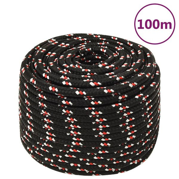 vidaXL Bootsseil Schwarz 14 mm 100 m Polypropylen, 152358