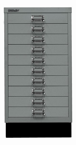 Bisley MultiDrawer™, 29er Serie mit Sockel, DIN A3, 10 Schubladen, silber, L29A310S355