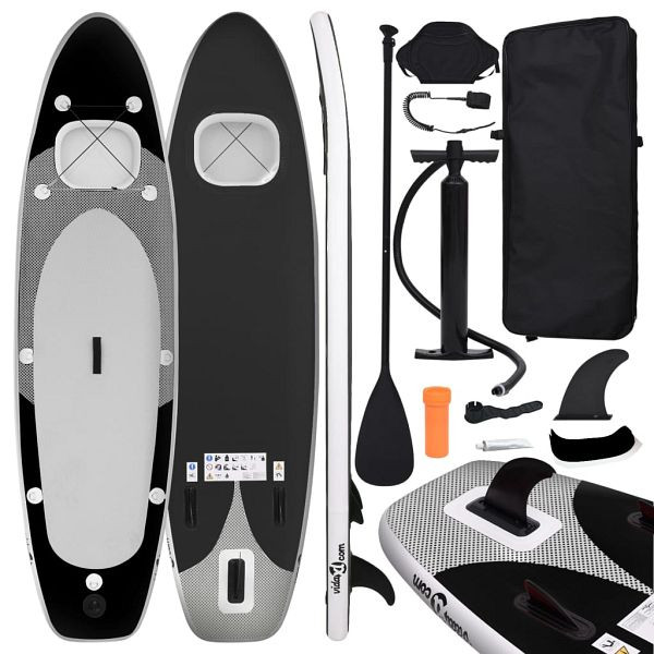 vidaXL SUP-Board-Set Aufblasbar Schwarz 300x76x10 cm, 93384