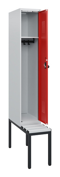 C+P Spind Evolo PLUS, 1 Abteil, 1950x300x815mm, 7035/3020, Drehriegel, Sitzfläche Kunststoff, Sitzbank, 0490505-10 S10059