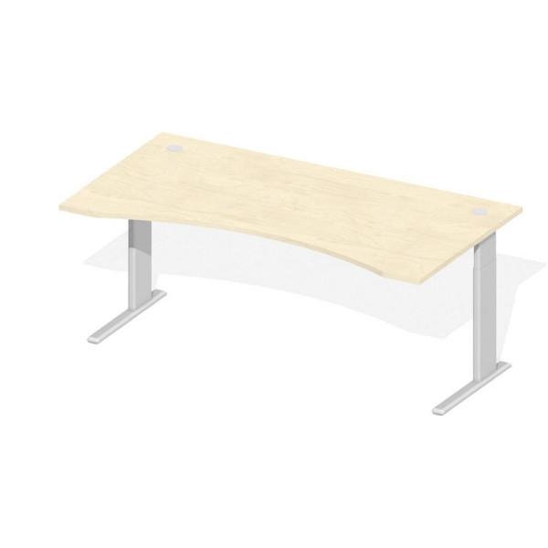 Deskin Schreibtisch Comfort M MULTI M, Ahorndekor, Gestell Alusilber, B 1800 x T 950/800/950 x H 640 - 820 mm, 220232