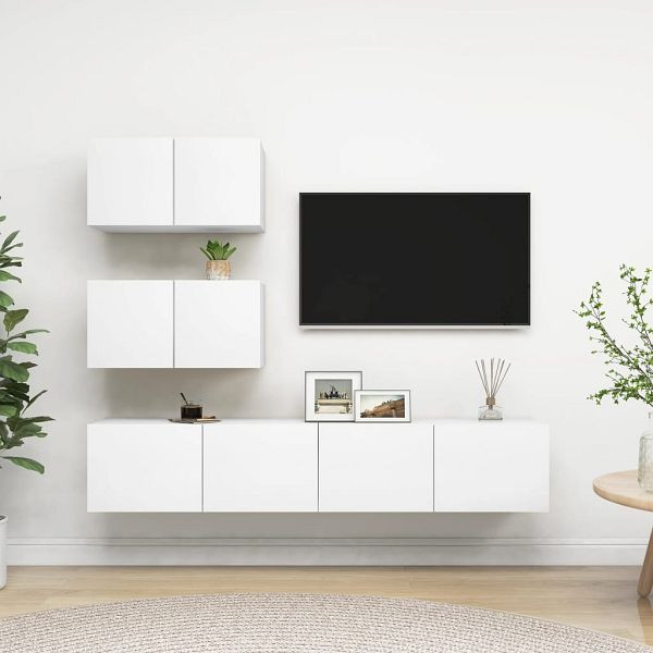 vidaXL 4-teilig TV-Schrank-Set Weiß Holzwerkstoff, 3078710