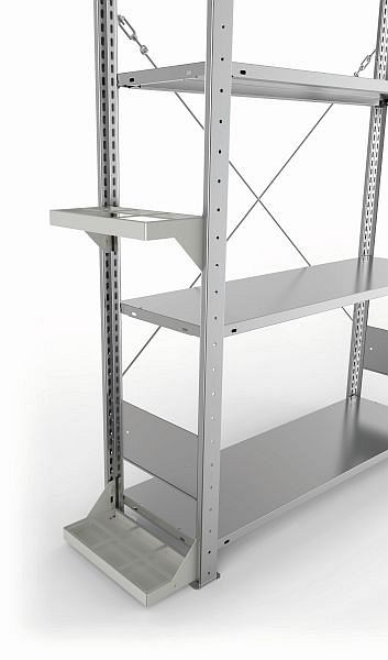 Meta CLIP Gewindestangenhalter zur werkzeuglosen Befestigung an Regalstirnseiten, RAL 7035 lichtgrau, Lochgröße 60 x 186 mm, 9900004866