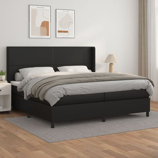 vidaXL Boxspringbett mit Matratze Schwarz 200x200 cm Kunstleder, 3132399