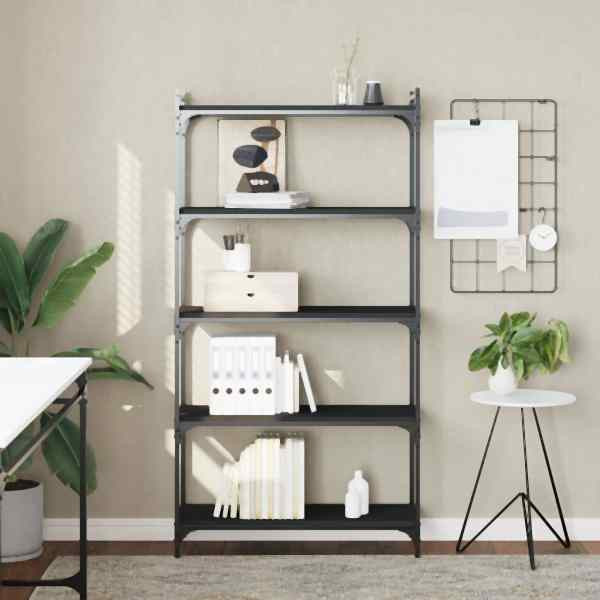 vidaXL Bücherregal 5 Böden Schwarz 80x30x154 cm Holzwerkstoff, 837677